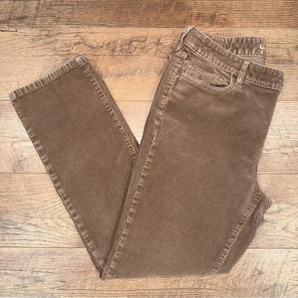 Lands’ End Women’s Mid-Rise Straight Leg Tan Corduroy Pants